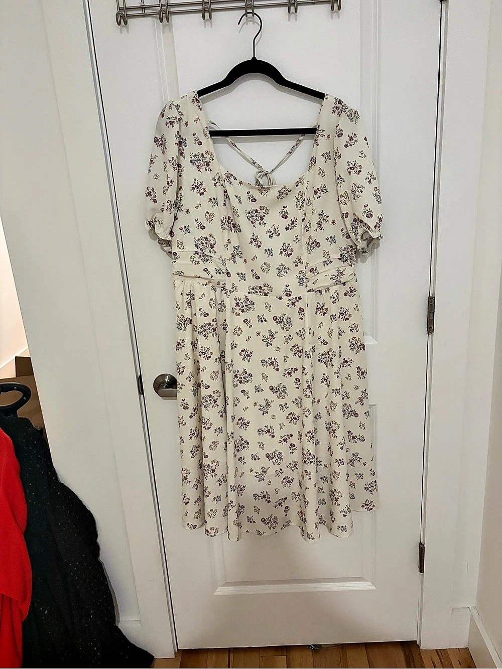 Floral Dress in Cream & Purple